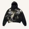 2026 Skull Print Hoodie Men - Lightweight Air Layer Sweatshirt Casual Streetwear Long Sleeve Pullover With Front Pocket