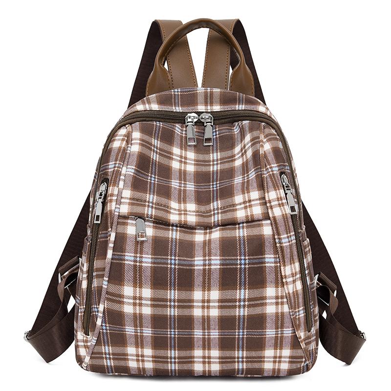 Campus Retro Plaid Backpack Junior Senior High School Student Schoolbag Girls Large Capacity Class Book Bag