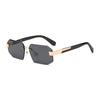 European and American square frameless sunglasses, women's fashion trimmed personalized street sunglasses, face-showing small UV-proof glasses