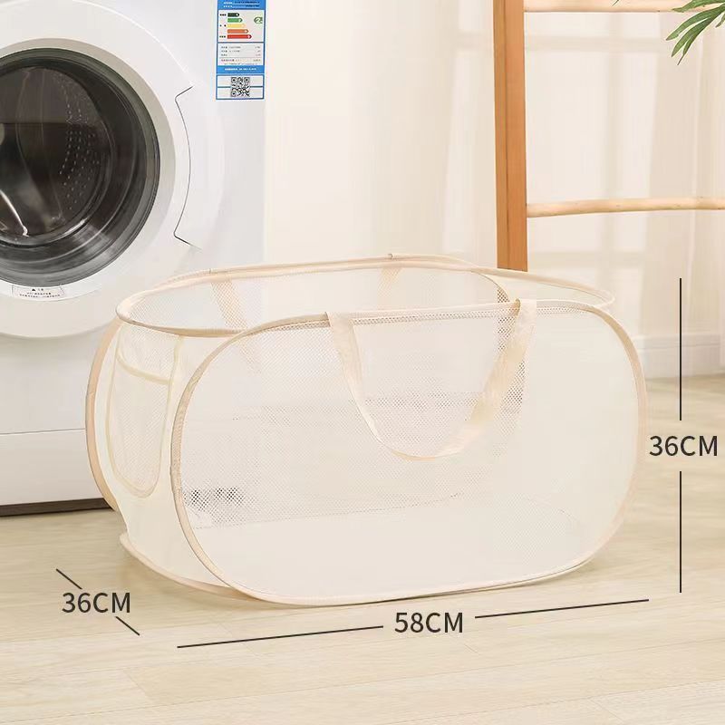 Laundry Basket Folding Dirty Clothes Hamper Clothing Baby Toy Large Capacity Storage Basket Nylon Mesh Washing Clothing Organize