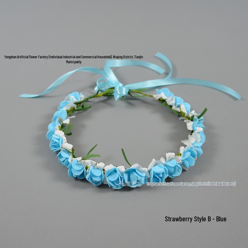 Small PE Rose Flower Headband for Bridesmaid Photography and Decoration