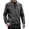Winter-Lederjacke für Herren, neues Revers für mittlere und ältere Menschen, mit Plüschfell und Fell, integriert mit fetter, übergroßer Herren-PU-Lederjacke