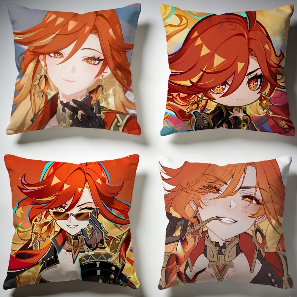 Trendy GGenshin Impact Mavuikaful Cushion Cover Stylish Washable Pillow Cover Ideal for Couch Bedroom Car Decoration