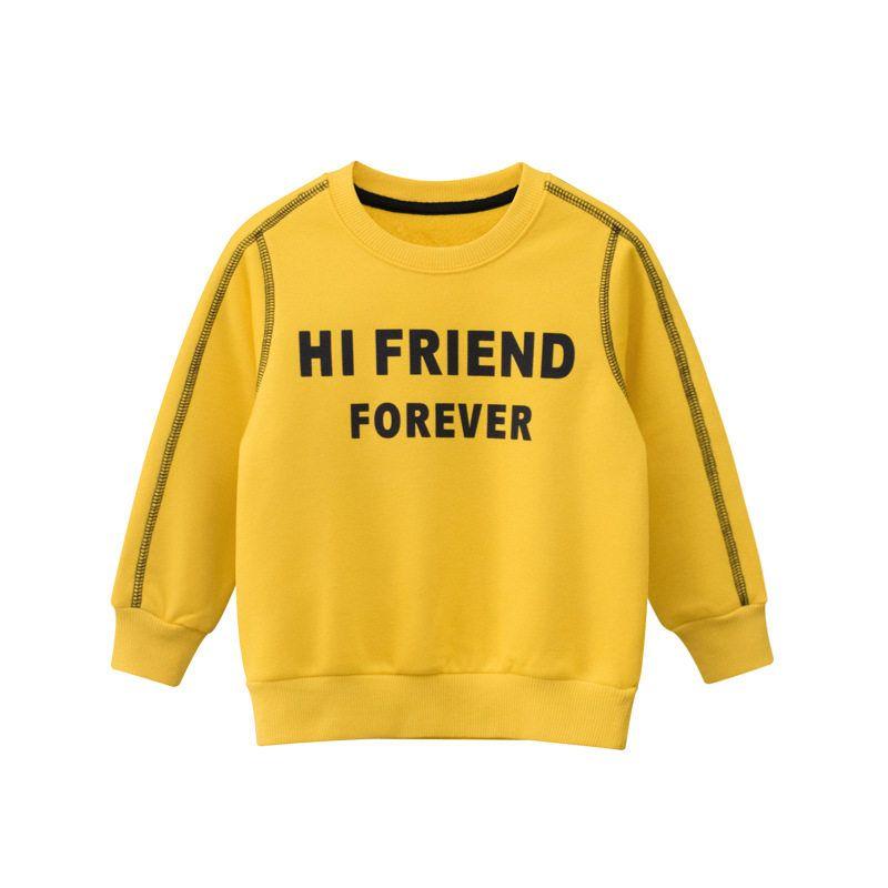 27Kids Letter Sweater Fleece-Lined Pullover Children s Clothing Yellow 120