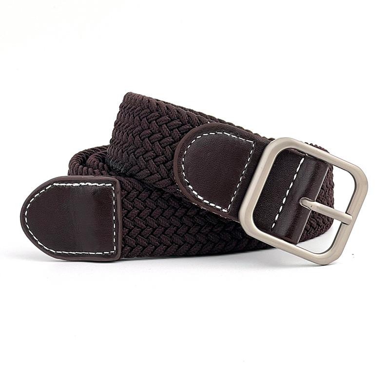 Weave Casual Elastic Waistband With No Drilling Design For Office Fashion