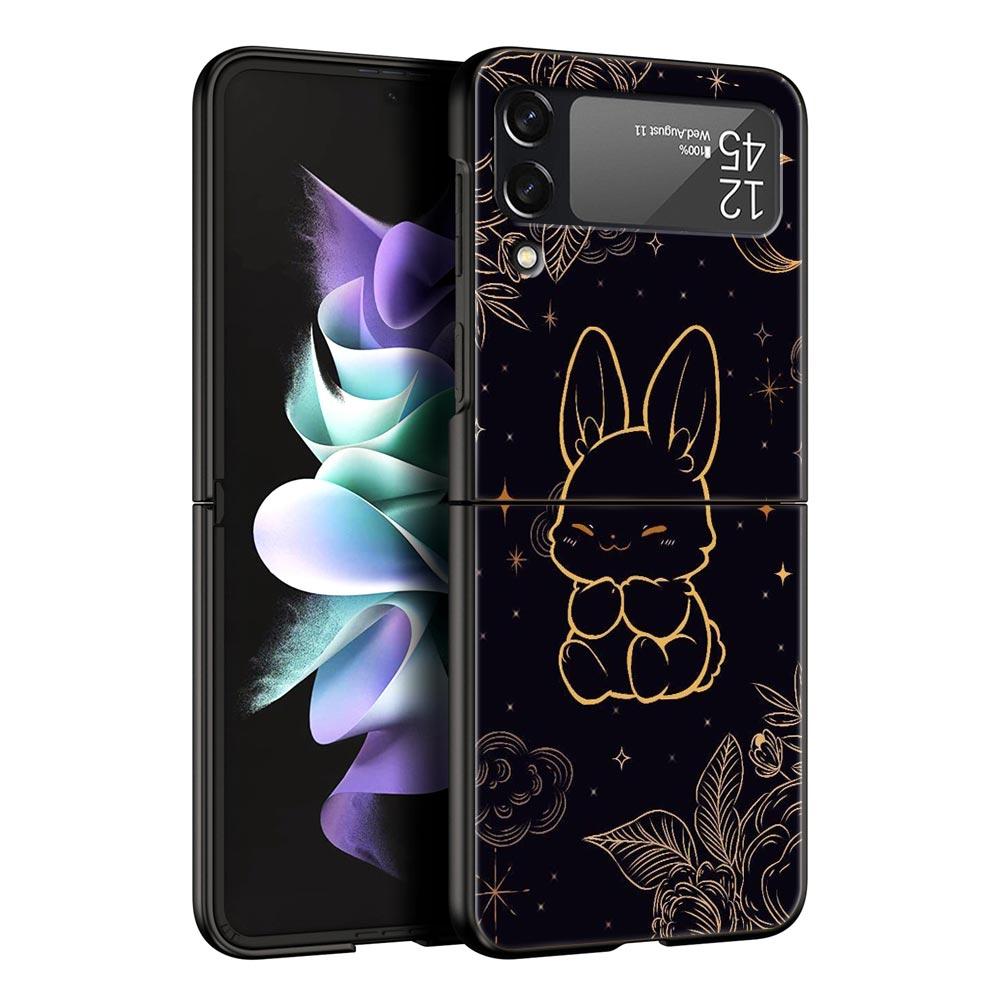 Cartoon Art Hard PC Phone Case For Samsung Galaxy Z Flip 7 6 5 4 Black Cover For Galaxy Z Flip 3 Foldable Fundas Shell Funda Bag