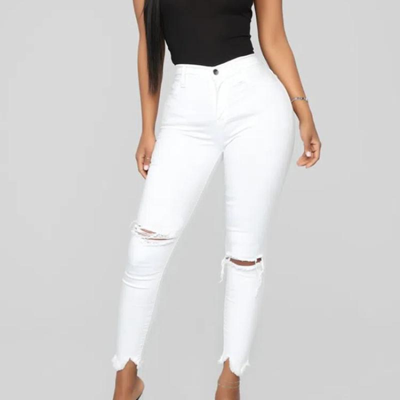 Women's High Rise Ripped Skinny Jeans Stretch Slim Fit Distressed Destroyed Denim Ankle Pants