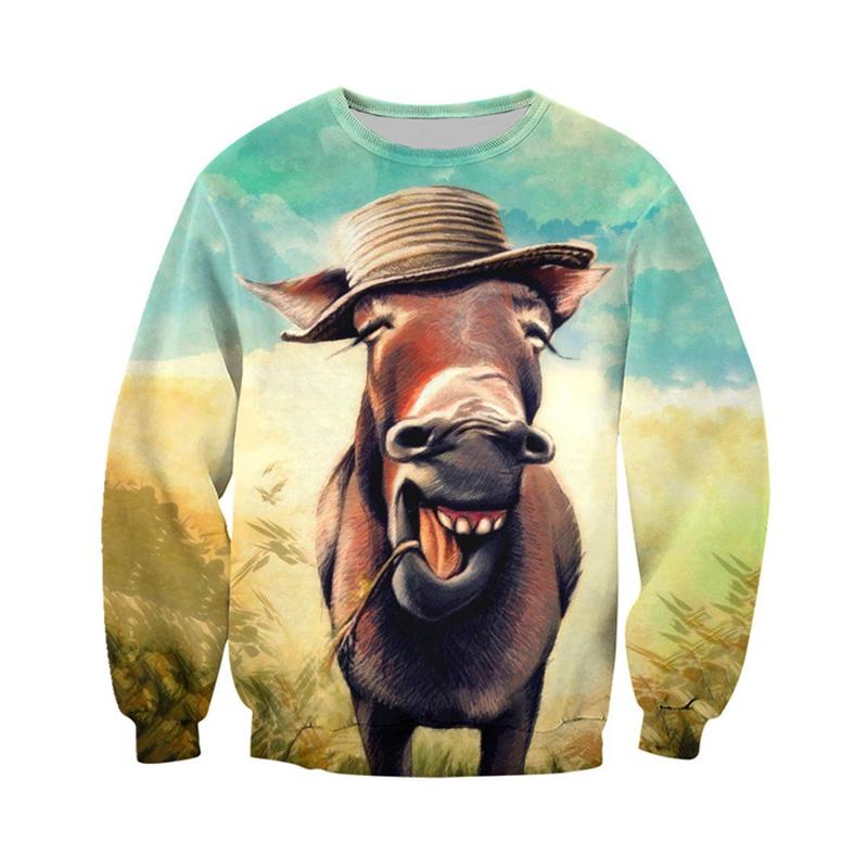 Funny Donkey Sweaters Animal 3D Print Sweatshirts For Men Women Clothing Long Sleeve Pullover New In Hoodies & Sweatshirts 2024