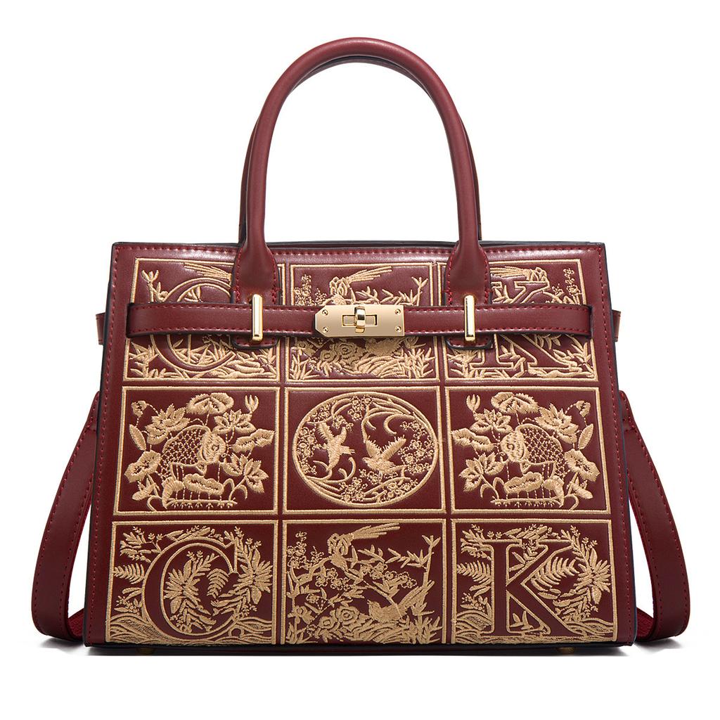Bolsa de Mão Bordada Feminina Noiva Bolsa de Casamento Atmosférica Grande Capacidade Bordado Para Presente de Aniversário da Mãe