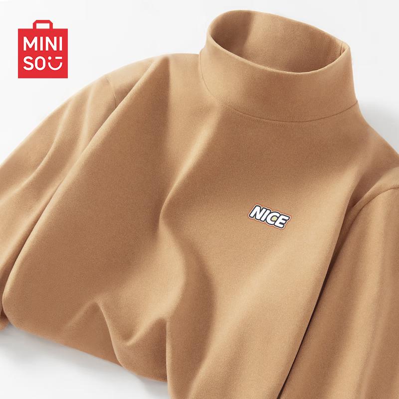 

MINISO Men s Soft Warm Long-Sleeve Semi-High Collar Base Layer T-Shirt M
