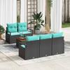 Garden Sofa Set with Cushions 6 pcs Black Poly Rattan