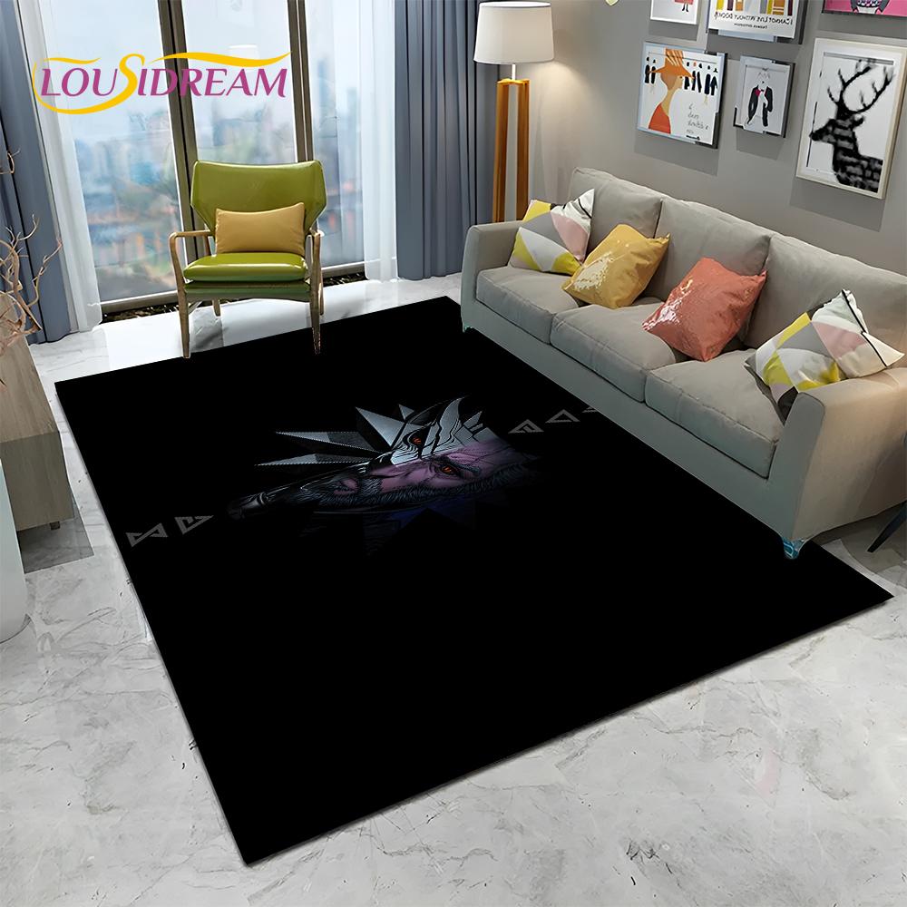 3D W-Witcher Games Gamer TV Cartoon Carpet Rug for Home Living Room Bedroom Sofa Doormat Decor,kids Area Rug Non-slip Floor Mat