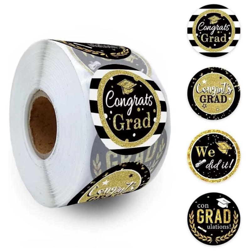 500 Pcs Round Graduation Sticker Congrats Grads Labels Graduation Caps Sticker Party Supplies
