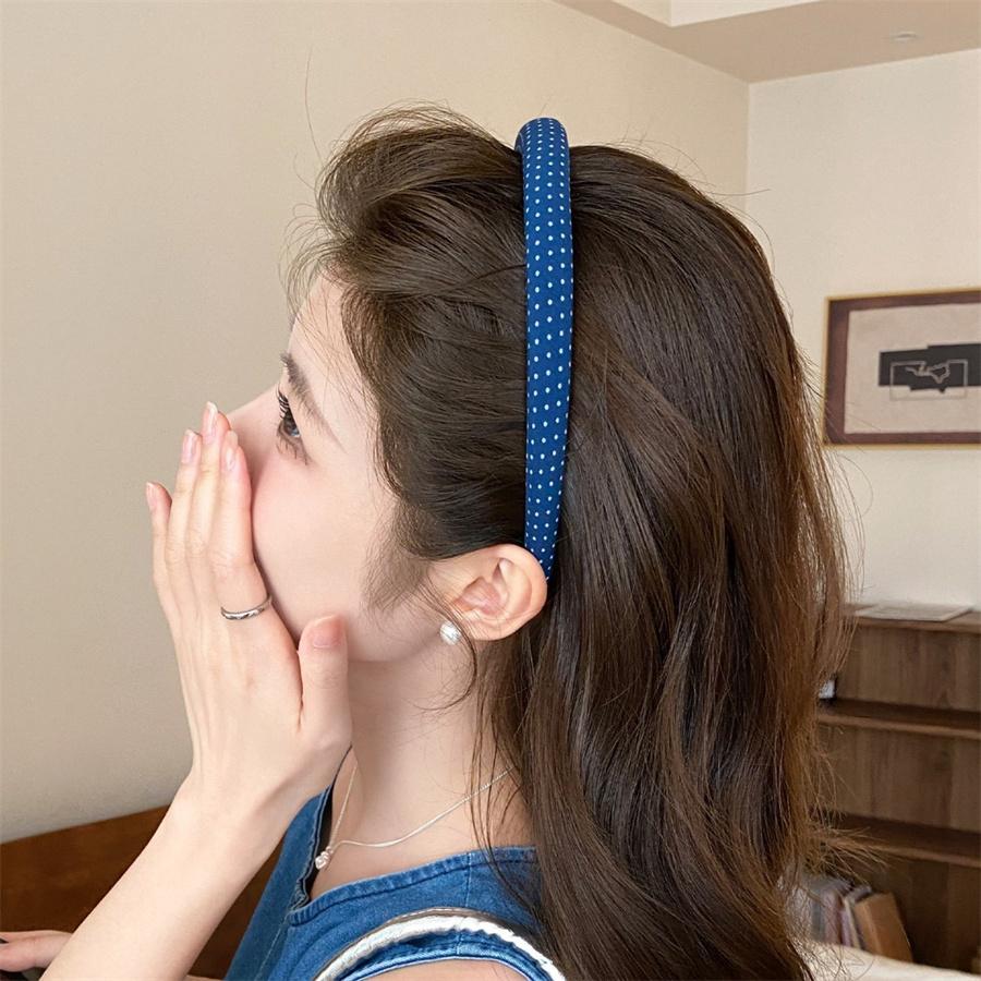 2026 Korean Elegant Blue Polka Dot Hairbands Headband Women Girls Hair Head Hoops Bands Accessories Headdress Headwear Ornament