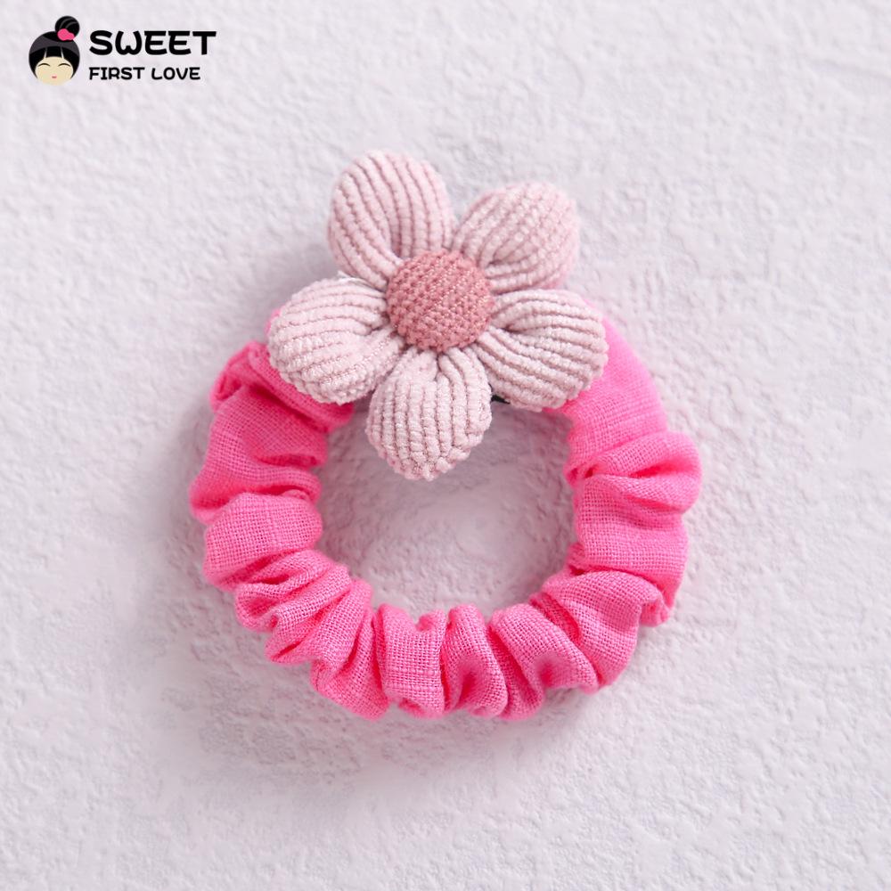 

Эластичная резинка-скранчи для детей: Японская и корейская минималистичная тканевая повязка на голову с цветком, мягкая резинка для волос. оранжевый/цветочный