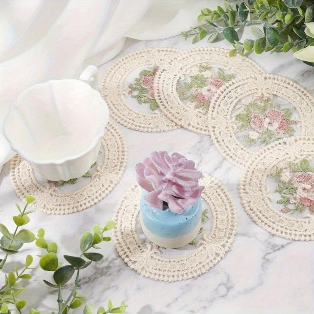 Anti-scald Embroidery Placemat Exquisite Plate Mat Lace Doilies Vintage Lace Coaster Tea Party