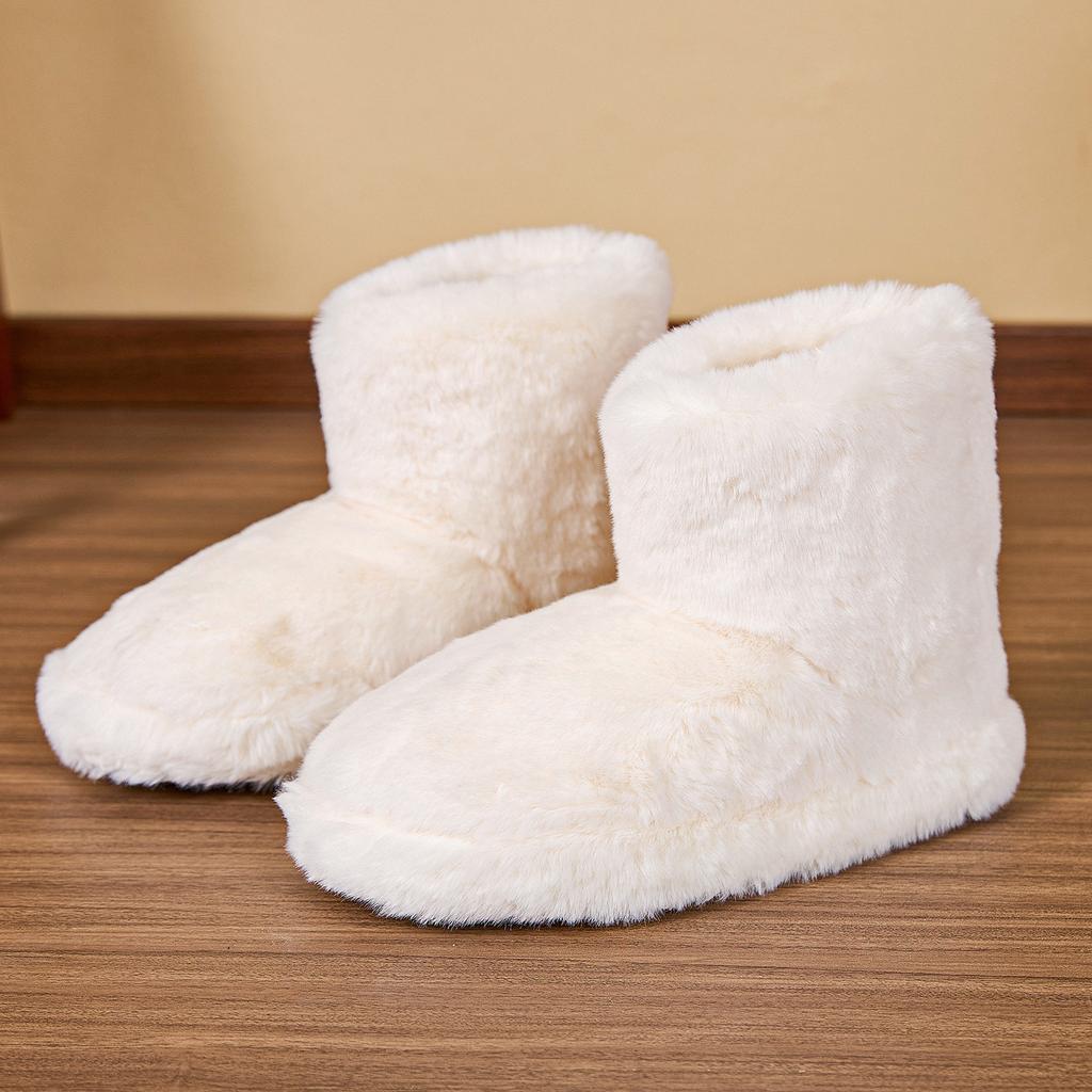 Cross-border autumn and winter new plush medium boots women's foreign trade wholesale home cotton shoes non-slip warm bag and cotton slippers