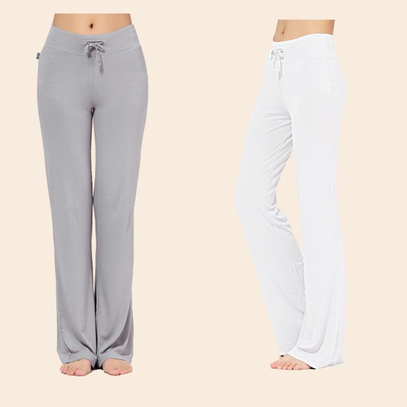 Women Solid Color High Waist Drawstring Wide Leg Long Pants Yoga Dance Trousers Wide Leg For Yoga Running Jogging Gymnastics