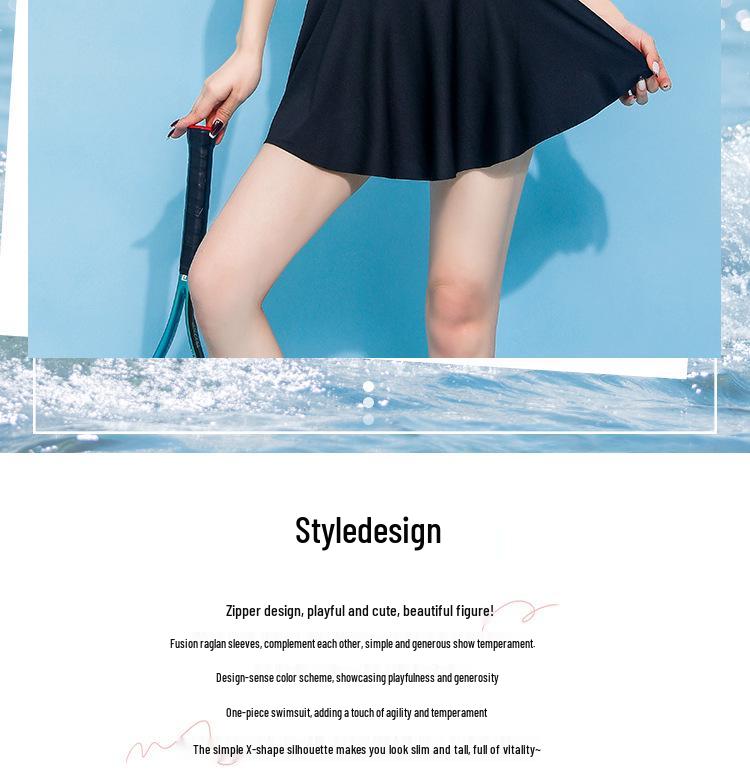 Women's Sporty Skirted Swimsuit: Slimming, Conservative One-Piece for Summer & Hot Springs