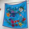 90CM Silk Scarf Women Trees Printed Square Scarves Head Echarpes Foulards Femme Wraps Beach Shawls Bandana Lady Hijabs