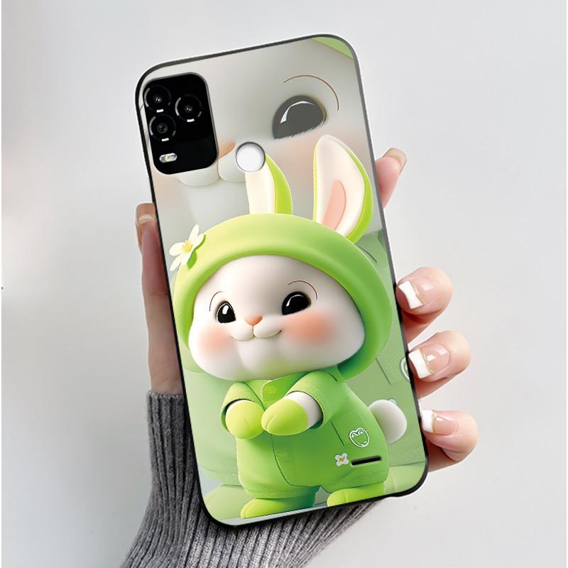 Black Phone Case For BLU G71 Plus (G71+ G71P) Shockproof For BLU G71 Plus (G71+ G71P) Little Rabbit In The Flowers Pattern Cover