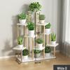Iron Art Flower Stand with Wheels, Multi-tiered for Indoor/Outdoor Balcony Use
