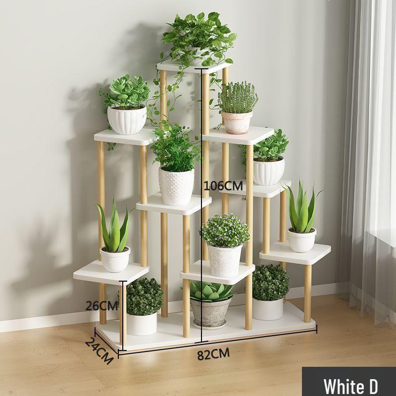 Iron Art Flower Stand with Wheels, Multi-tiered for Indoor/Outdoor Balcony Use