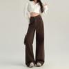 Women's Coffee Wide-Leg High-Waist Jeans - Trendy, Versatile, Slimming, Casual Drape Pants
