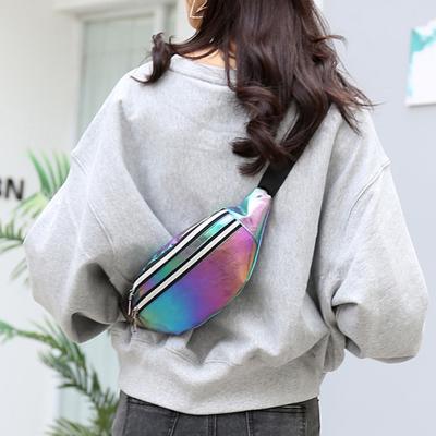 Pack Hologram Waist Bag Laser PU Beach Travel Banana Hip Bum Zip Waist Bags Women Belt Bag