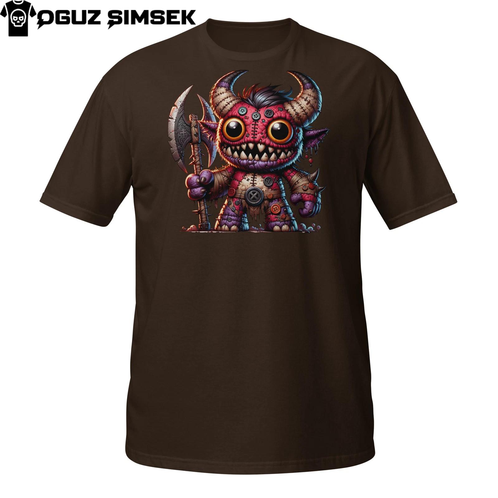 Stitched Plush Demon T-Shirt Mens Womens Tees Top | Cute Creepy Axe Monster | Gothic Horror Tee M