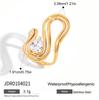 Zora Women's Simple Light Luxury Line Design Zircon Ring Gold-plated Stainless Steel Fashion Jewelry for Party Vacation