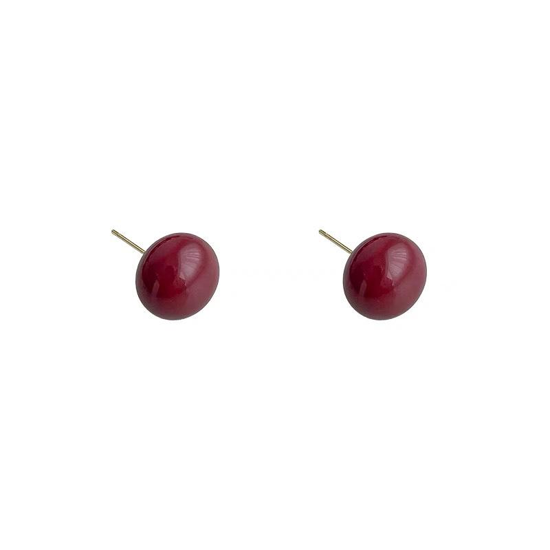 Wine red pearl mosquito coil disc ear clips, no ear piercings, painless earrings, simple and fashionable commuter temperament stud earrings