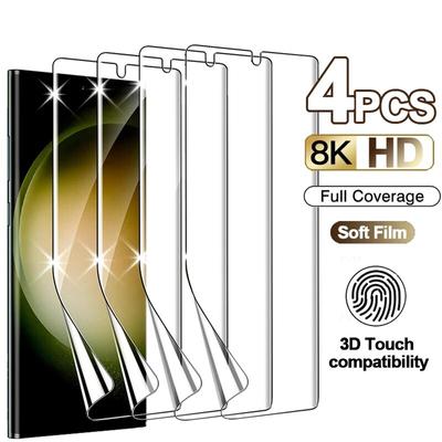 Protecteur d'écran à couverture complète, 4 pièces, Film Hydrogel souple pour Samsung Galaxy S23 S22 S21 S20 Ultra Plus S10 S9 S8 Plus Note 20 10
