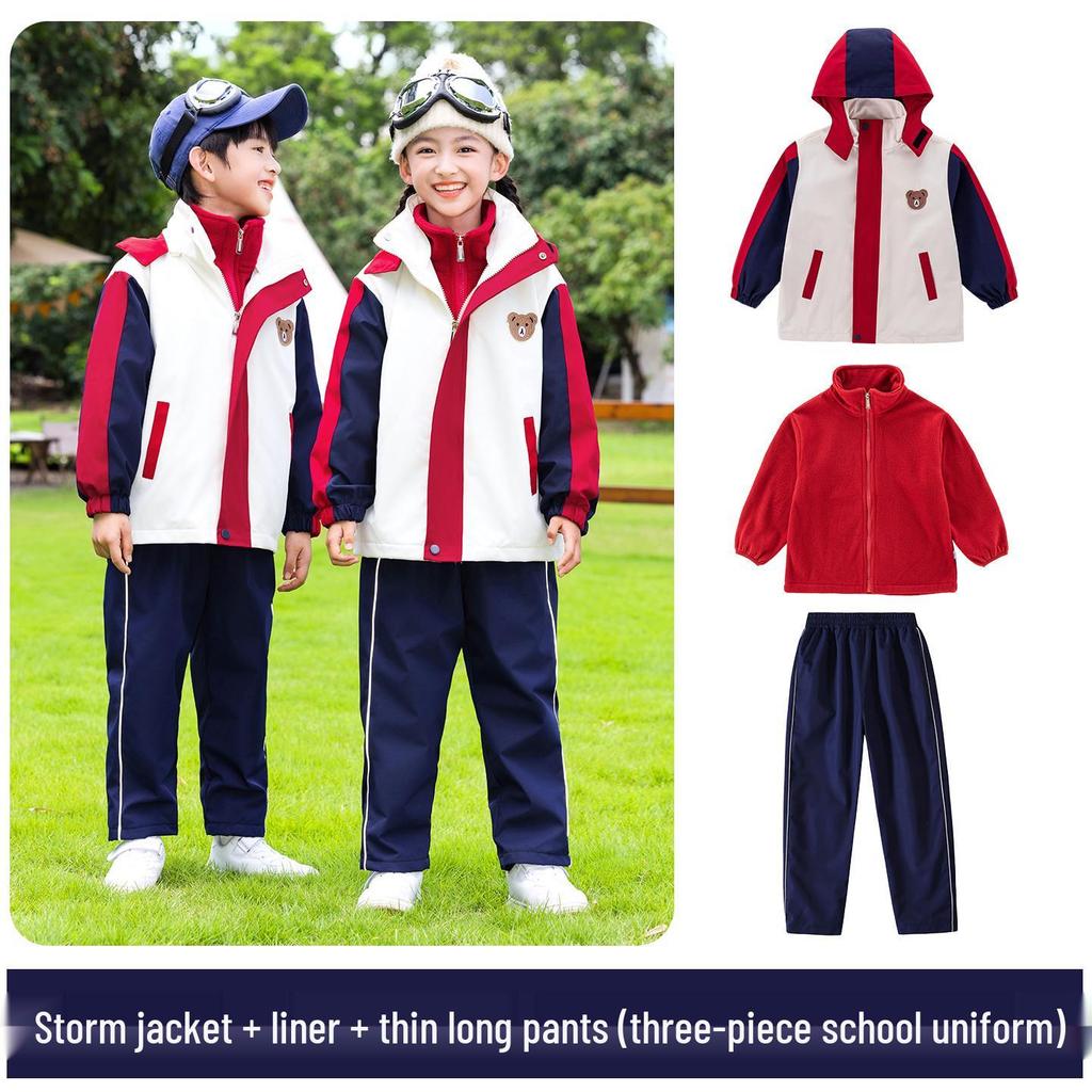 Children's Spring/Autumn Baseball Three-Piece Set: Primary School & Kindergarten Uniform