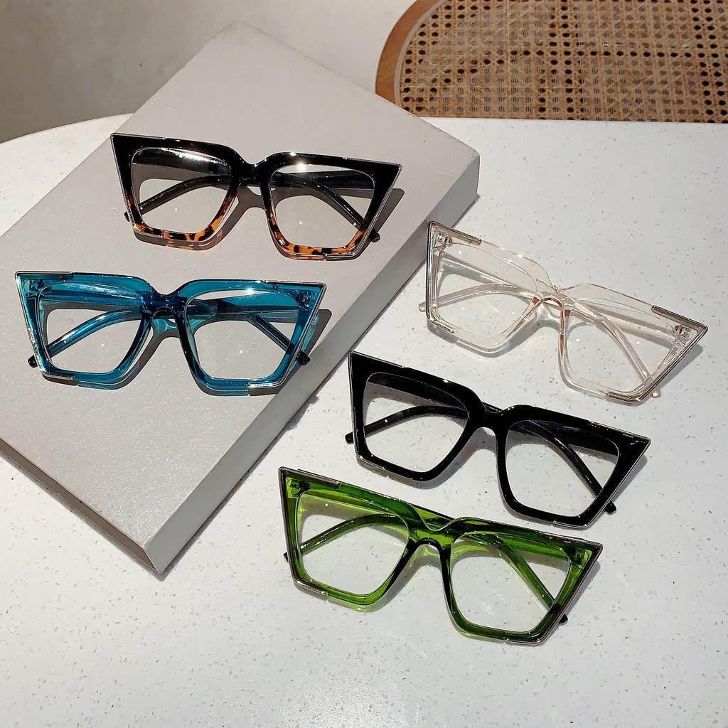 Oversized Vintage Glasses Women Fashion Cat Eye Blue Light Blocking  Eyewear Chic Candy Color Non-prescription Eyeglasses
