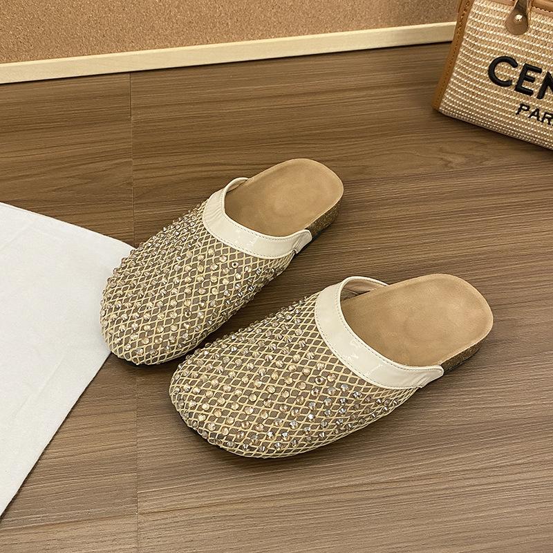 Fashion Versatile Bag Head Half Slippers 2025 Summer New High-end Outer Wear Cool Slippers Home Soft Bottom Cool Slippers