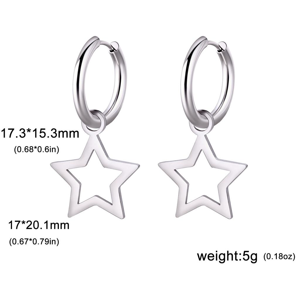 Stainless Steel Star Drop Earrings Women Girls Gold Color Hoop Earrings Minimalist Wedding Jewelry Gift for Friends