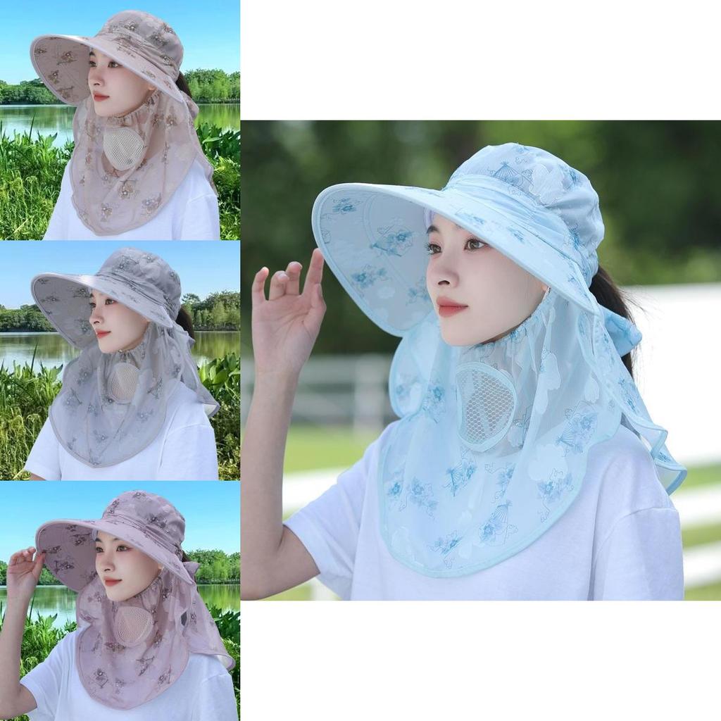 Frosted Ice Silk Sun Hat With Full Face Shield For Outdoor Sunblock Use