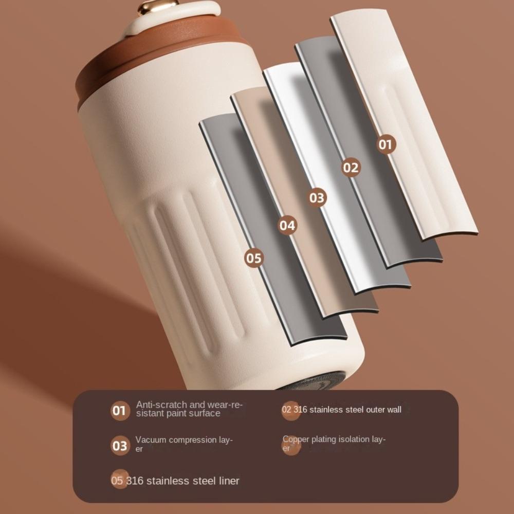 Digital Display Insulation Cup Stainless Steel Carrying Water Cup Coffee Bottle  Birthday Gifts