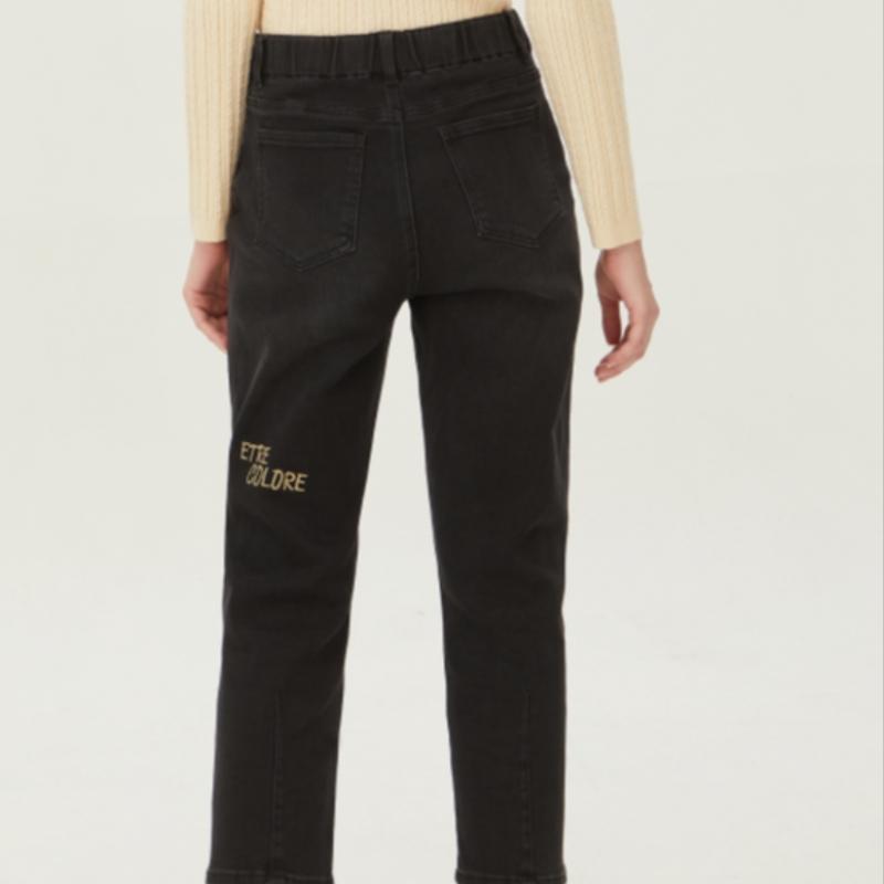 Benetton Benetton Back Lettering Embroidered Baggy Denim Pants Badpa6441 Bk