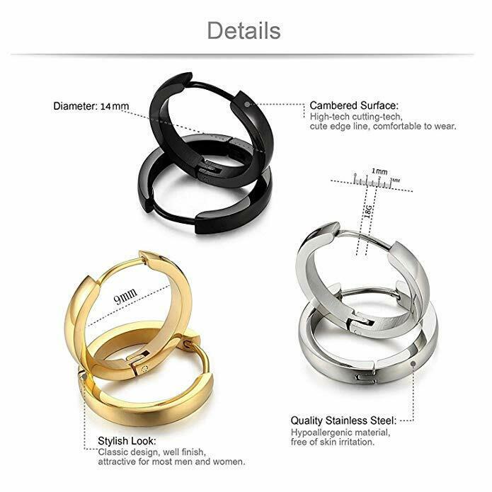 1 PÁR 316L náušnic z chirurgické oceli malé kruhové náušnice pro muže Dámské Dětské náušnice Huggie Body Piercing