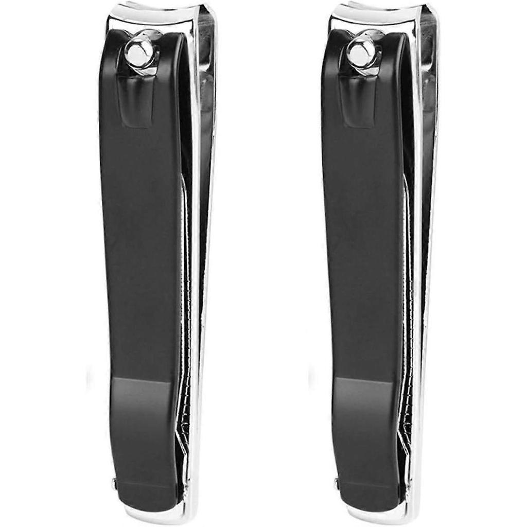 Large Nail Clippers Set,2 Pcs Premium Stainless Steel Fingernail & Toenail Clippers Curved Blade with Sharp and Sturdy Blade Silver, Black