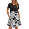 Women's Fashion Casual Loose Round Neck Short Sleeve Printed Pocket Dresses