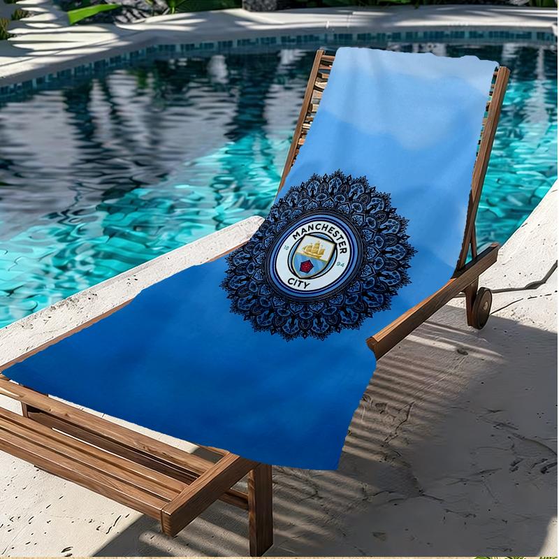 Manchester City FC Baskılı Plaj Havlusu, Havuz Sörf Yoga Banyo İçin Çok Yönlü Hafif Emici Plaj Havlusu, Mükemmel Doğum Günü Tatil Hediyesi