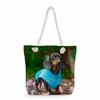 Sausage dog print thick rope single-shoulder beach bag 7274 CLE