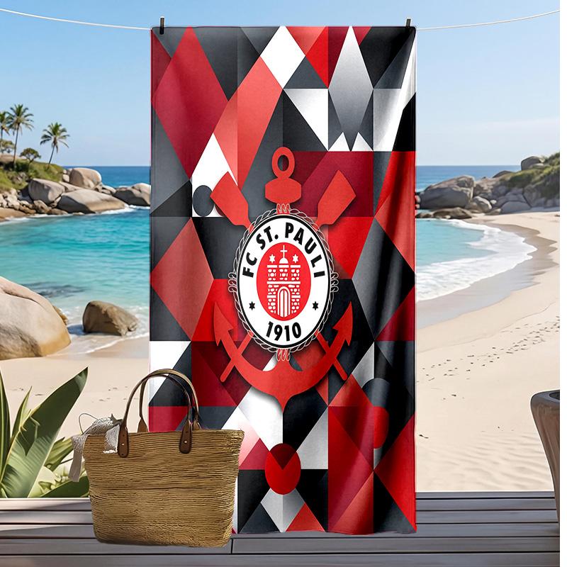 FC St. Pauli Football Print Beach Towel, Large Soft Quick Dry Towel for Beach Camping Swimming