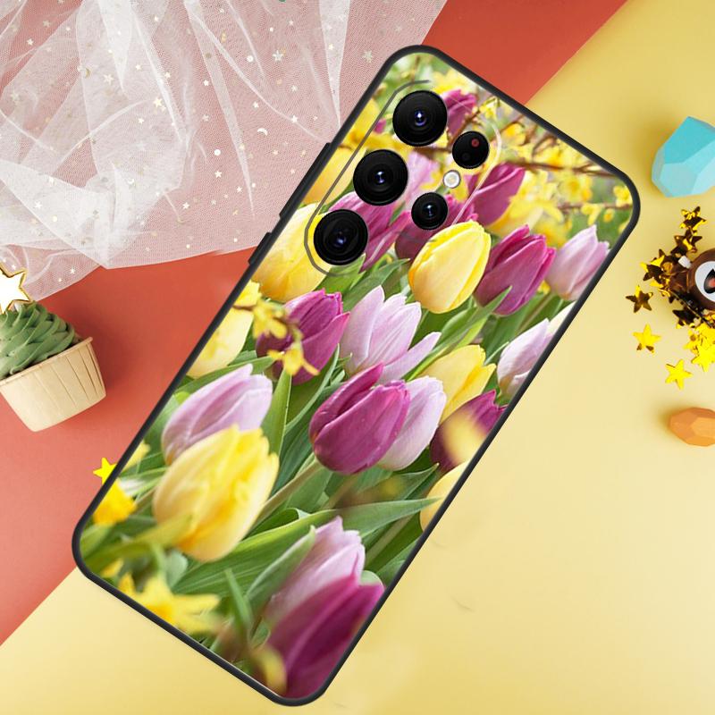 Tulip Flower Colorful Phone Case For Samsung Galaxy S26 S25 Ultra S23 FE S21 S20 S22 S24 Ultra S10 Plus Cover Coque