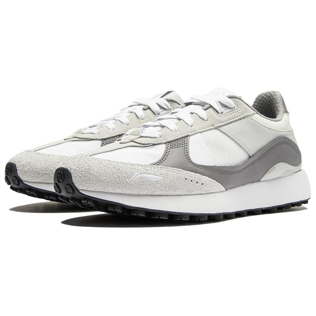New LiNing 70s Heritage Cushioned Slip Resistant Low Top Casual Shoes Men's White Gray AGCU177-3
