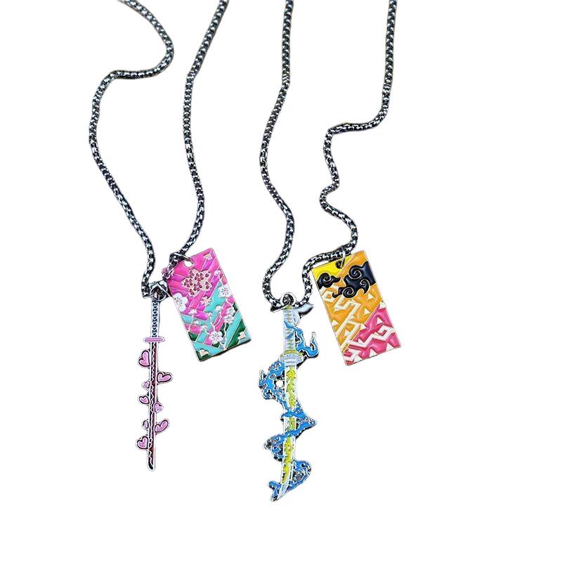 Demon Slayer Kamado Tanjirou Necklace Rengoku Kyoujurou Merchandise Cute Creative Cartoon Figures Fashion Costume Party