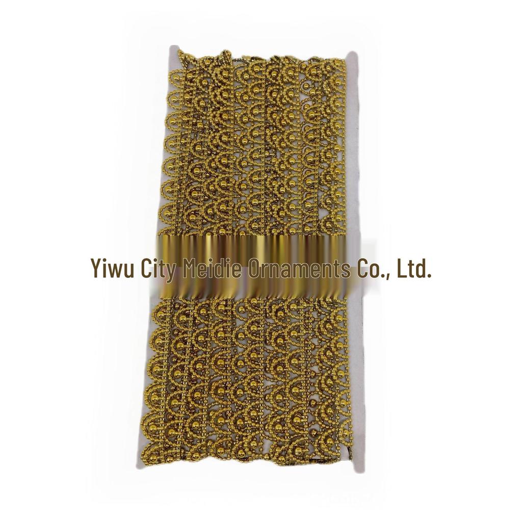1.2cm White Pearl String with Gold Lace for Ethnic Clothing and DIY Accessories